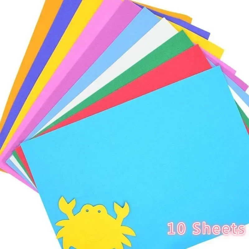 Papel de Color hecho a mano para niños, esponja gruesa Multicolor, EVA, 10 unids/lote por paquete