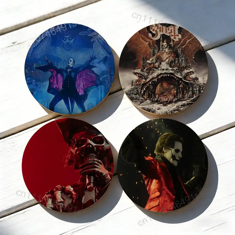 

G-Ghost Band P-PaPa Natural Cork Coasters Round Wood Mats Durable Non Slip Tea Coffee Cup Drink Decoration DIY Home Supplies