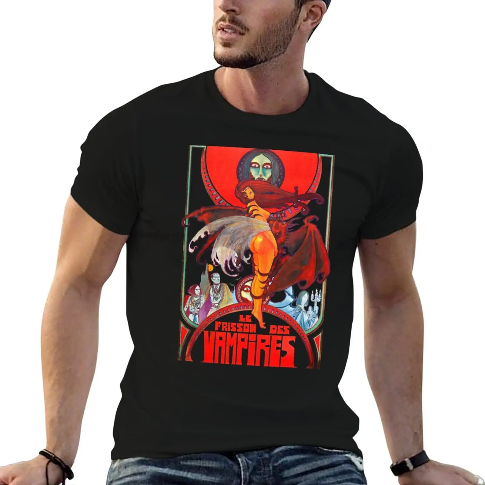 Camiseta de Jean Rollin_s Les Frissons de Vampires (The Shiver of the Vampires), camiseta gráfica para hombre, camiseta lisa para hombre