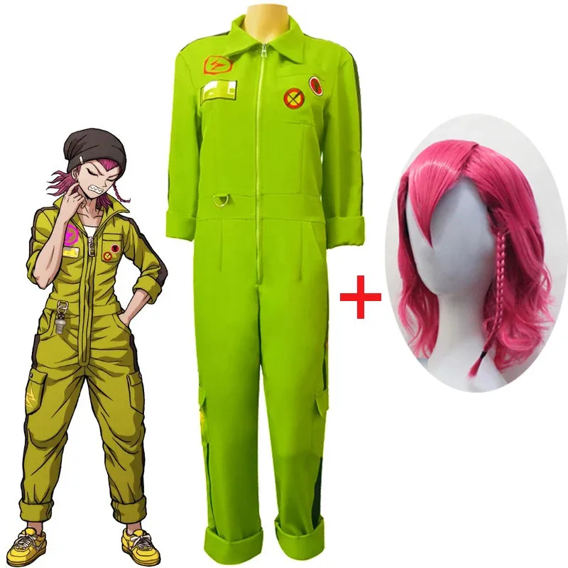 

Danganronpa Kazuichi Souda Косплей Костюм Хэллоуин Аниме Мужской Ремонтник Забавные Комбинезоны Красный Парик Брюки С Длинным Рукавом