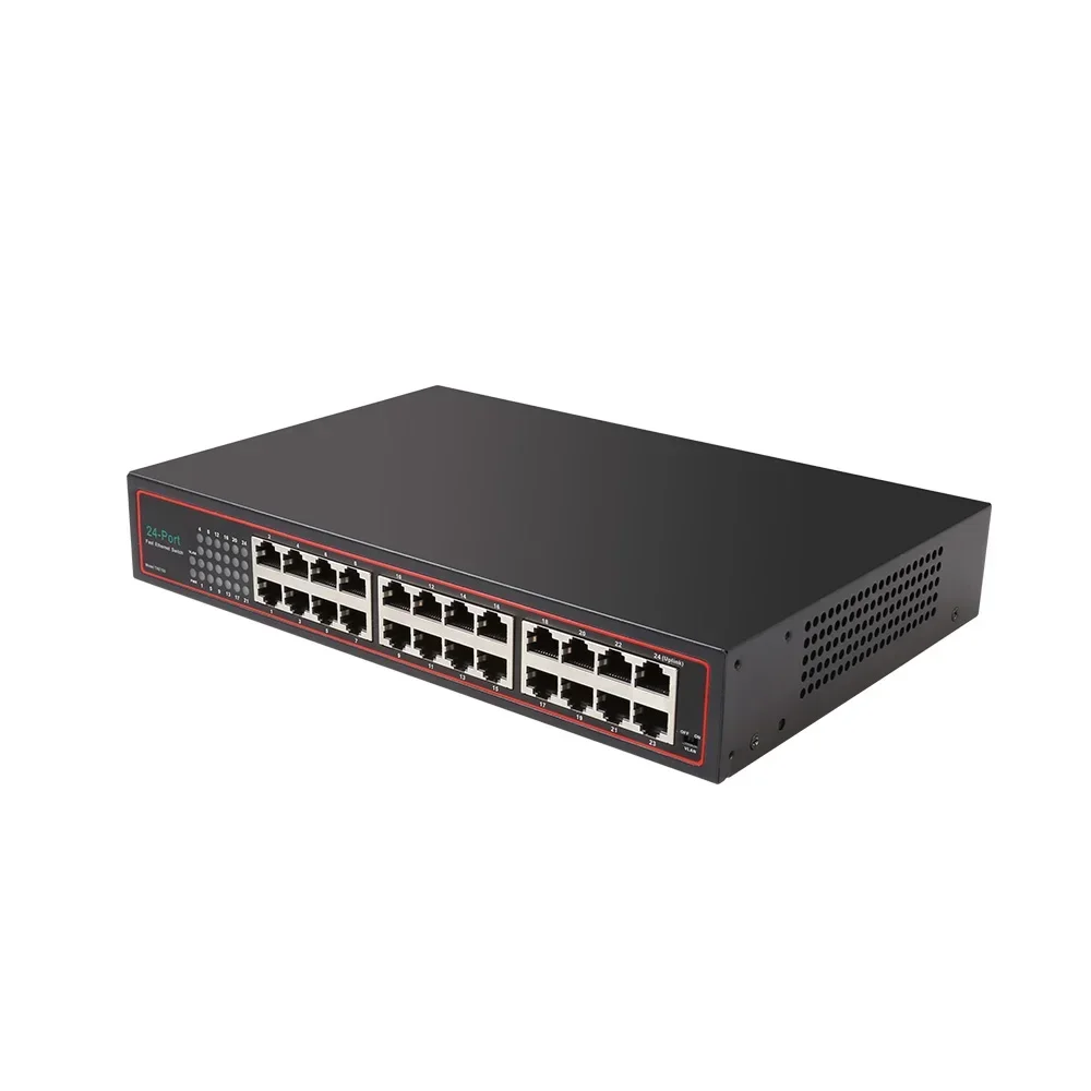 24 พอร์ต 100 ม.+2 พอร์ต 1,000 ม.+2sfp สวิตช์โพ