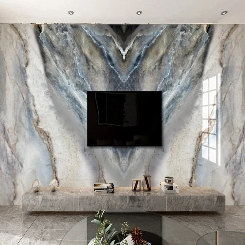 Photo Wallpapers European Style Simple Grey Marble Pattern Mural Painting For Living Room Sofa Background Home Decor Wall Cloth