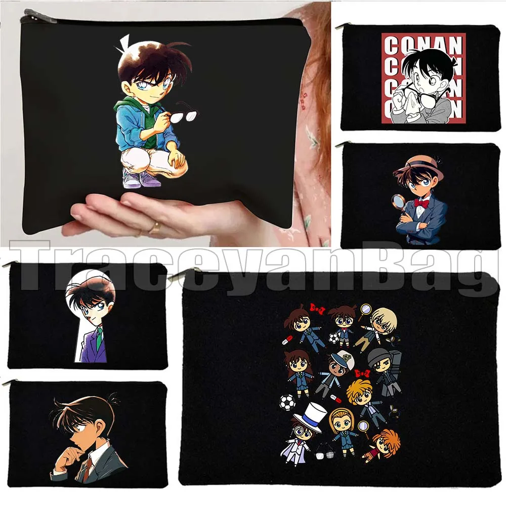 

Cute Manga Gifts Detrective Conan Edogawa Shinichi Detective Boys Men Women Canvas Travel Cosmetic Makeup Toilet Bag Case Pouch