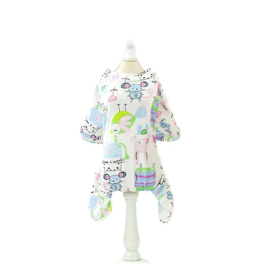 Pet Four Leg Clothing Cartoon Puppy Dog Pajamas Soft Cotton Dog Jumpsuit Comfortable Pet Bodysuit Clothes Spring