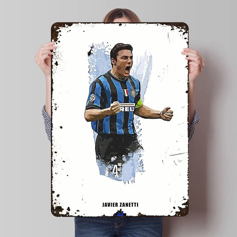 Póster de Italia de Javier Zanetti, Letreros Metálicos Vintage Personalizados, Arte de Pared, Placa de Metal Retro para Accesorios de Habitación, Decoración Moderna para el Hogar