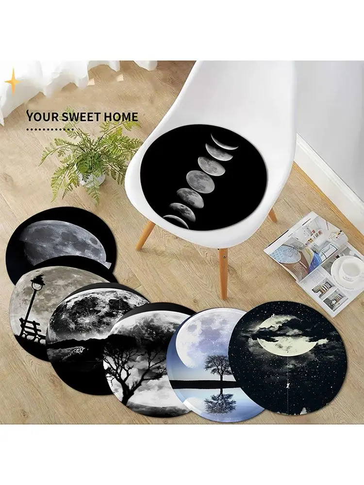 Black White Moon Tie Rope Plush Cushion Home Back Cushion Soft Comfortable 50x50cm Seat Mat