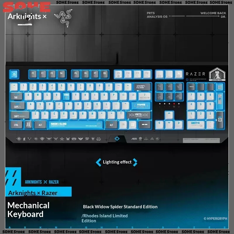Razer Arknights Rhode Rhodes Island Gaming Keyboard Programmable Keys Computer Esports Games Wired Mechanical Keyboard Gift