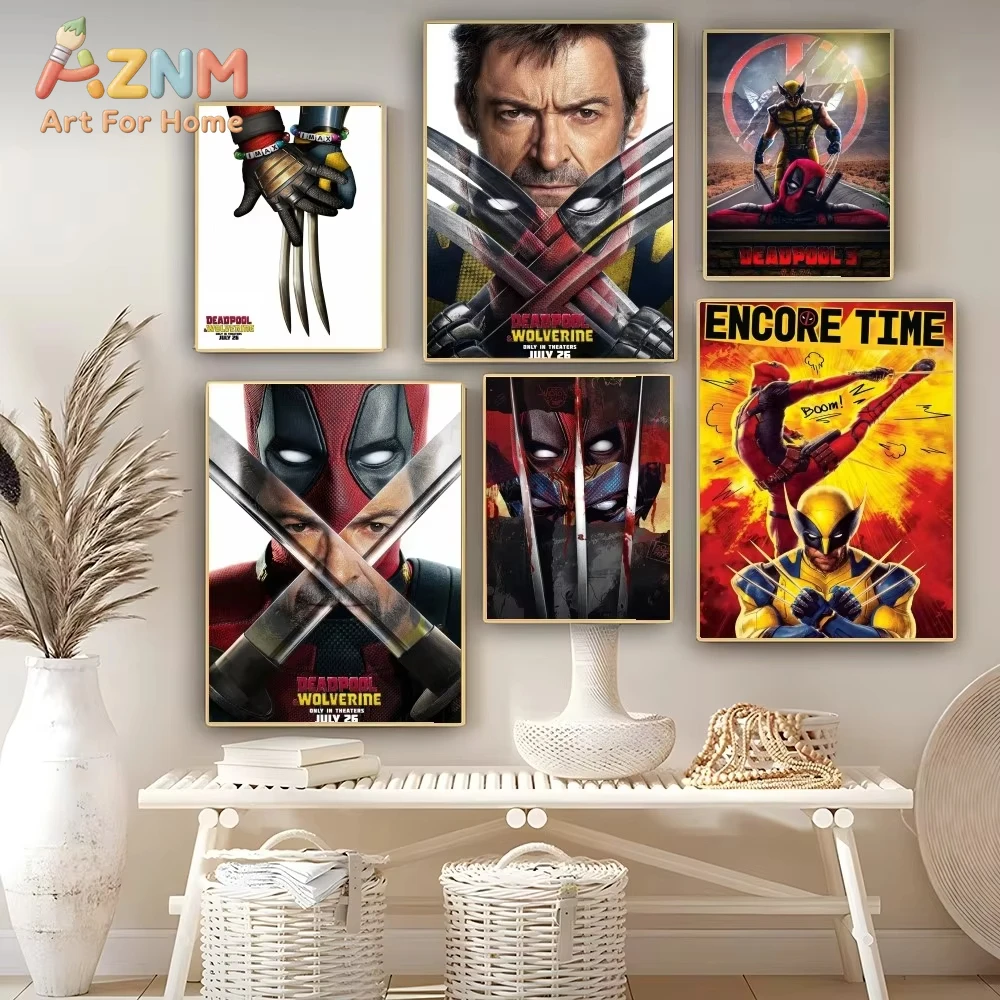 Deadpool & Wolverine Movie Good Quality Prints and Posters Waterproof Paper Sticker Coffee House Bar Posters Wall Stickers