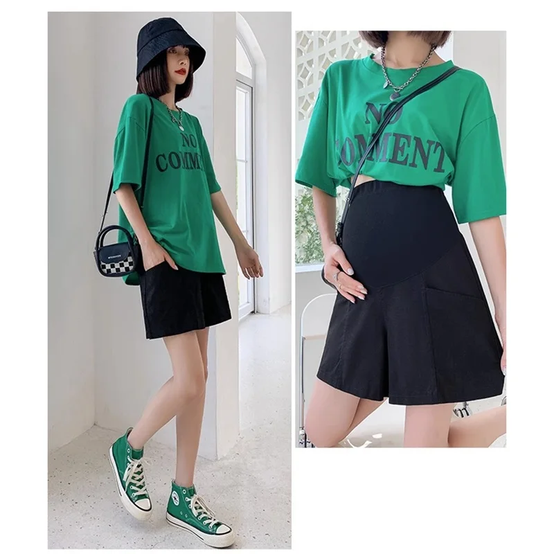 Summer Thin Outer Shorts for Pregnant Women Plus Size Maternity Pants High Waist Adjustable Shorts Ladies Loose Capri