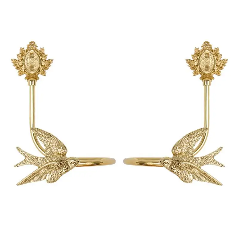 

Exquisite Designed 1Pair Solid Brass European Swallow Curtain Holdbacks Wall Drapery Tie Back Hooks Hangers Home Decorations