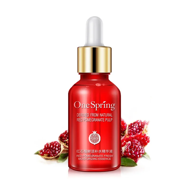 Red Pomegranate Fresh Moisturizing Facial Essence Oil Control Face Sreum Shrink Pores Skin Care Deeply Nourishes Refreshing