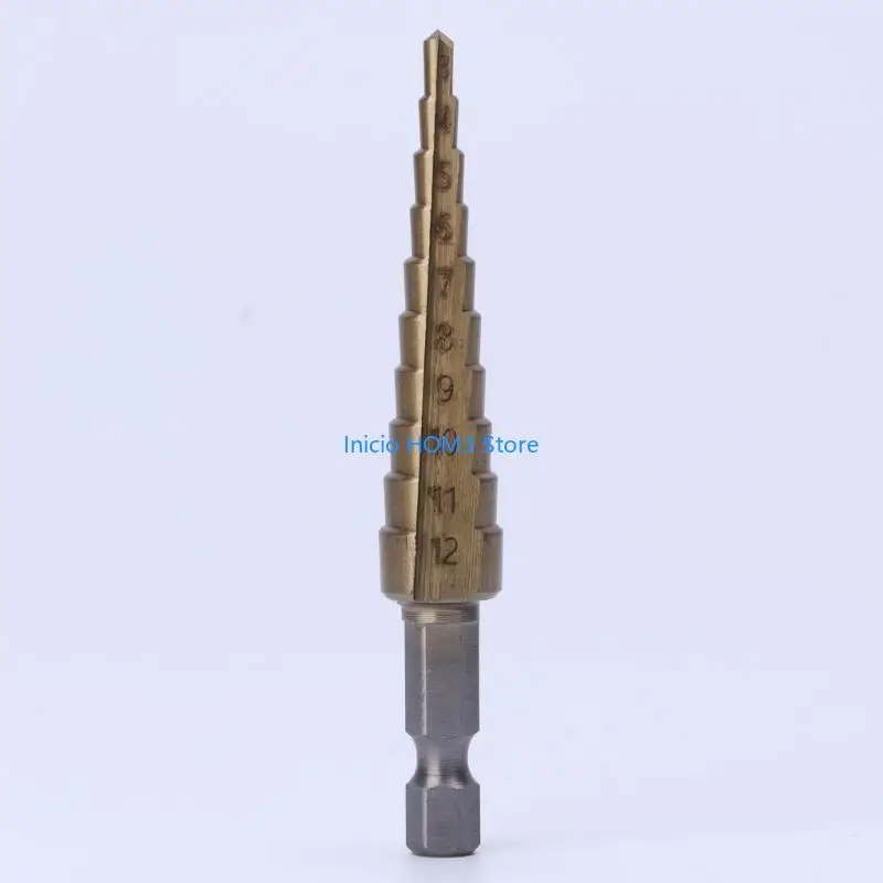 A5YD HSS 티타늄 코팅 스텝 드릴 세트 1/4 "16 진수 3-12mm 절단 도구 리머