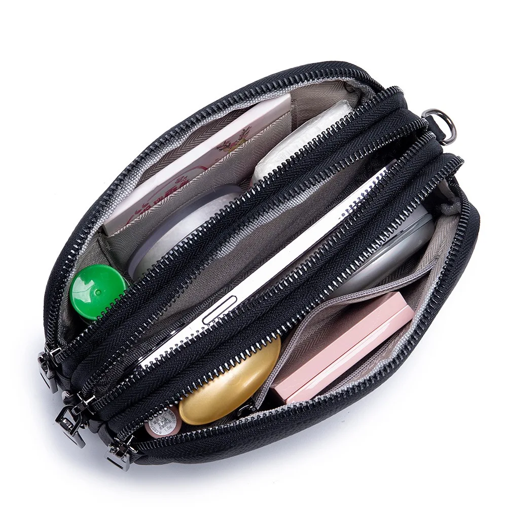 Genuine Leather Shoulder Bag Fashion Women Tote Crossbody Designer Three Layer Handbag Lipstick Phone Pouch Messenger For Girls