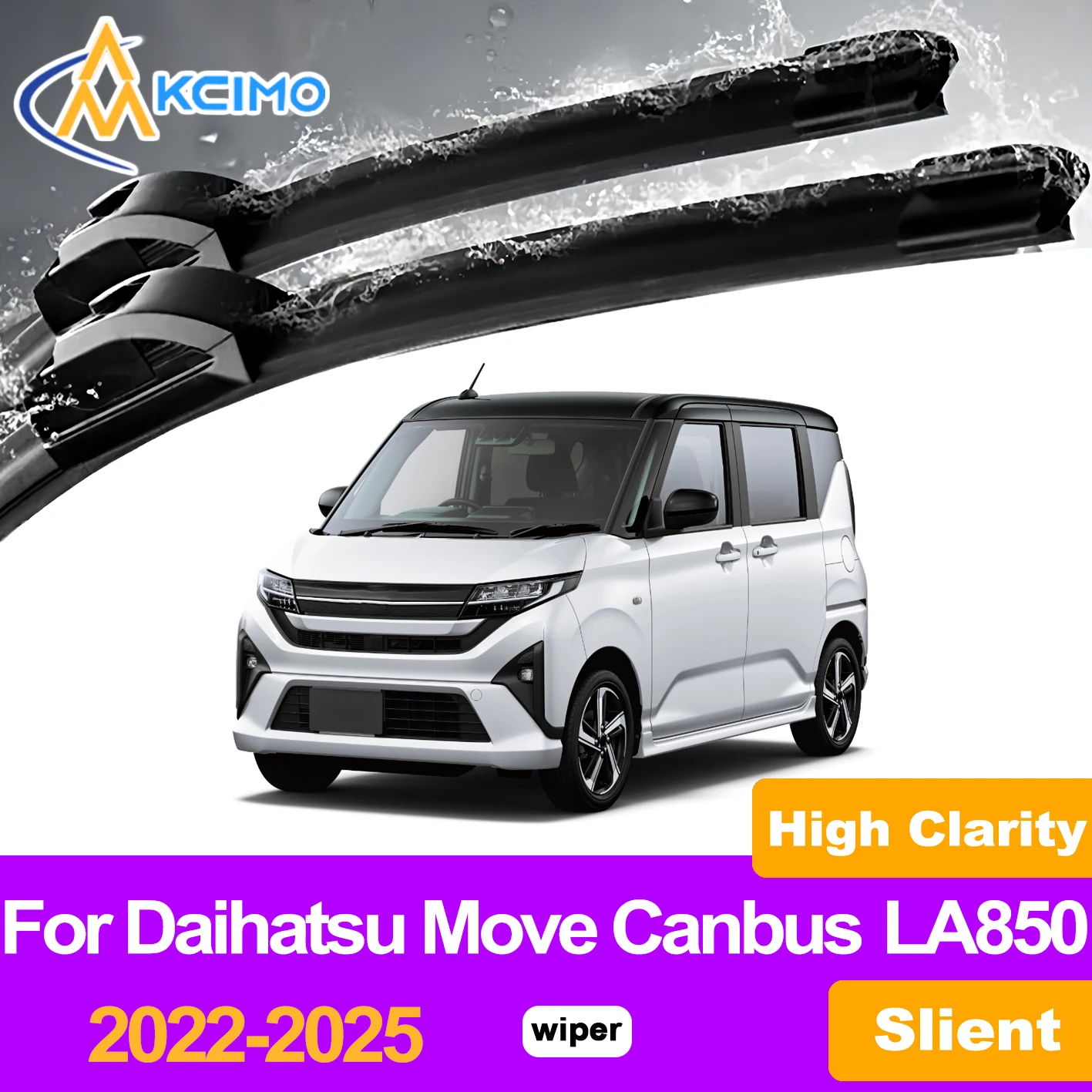 

KCIMO 2PCS Front Windshield Wiper Blades For Daihatsu Move Canbus LA850 2022-2025, Premium Rubber No Gaps Reliable Wiping
