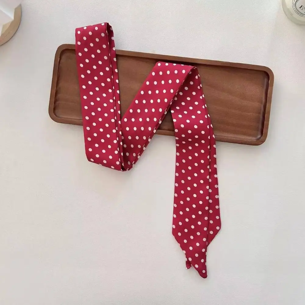 Bow Ties Long Silk Scarf Ice Cream Floral Plaid Scarf Hair Band Printed Long Ribbon Scarves Collocation Clothing Accessories