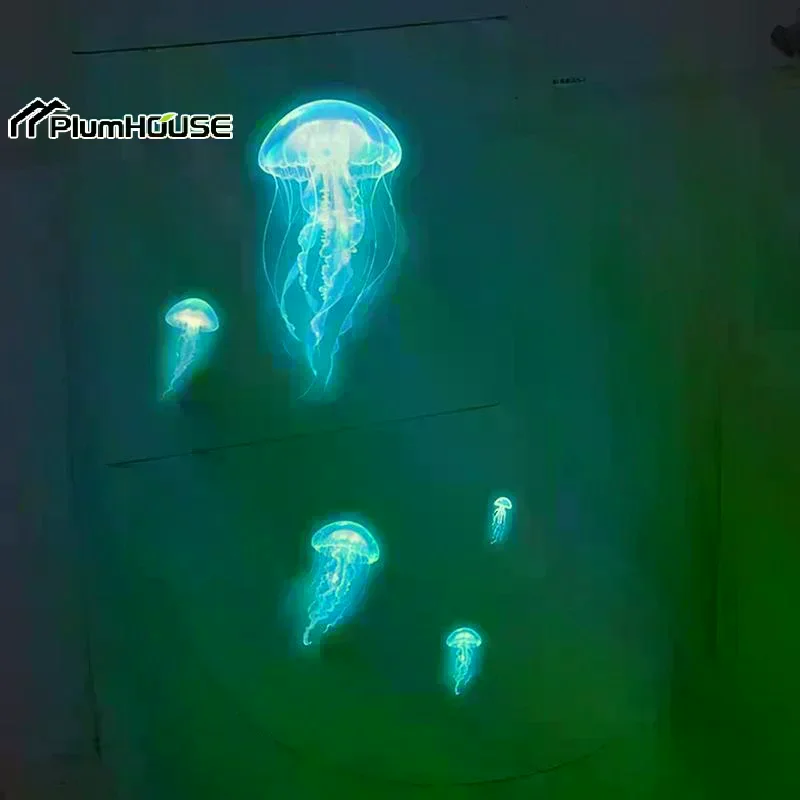 Glow-In-The-Dark Jellyfish Toilet Stickers Self-Adhesive Removable Wall Sticker Car Bedroom Living Room Decals Bathroom Decor