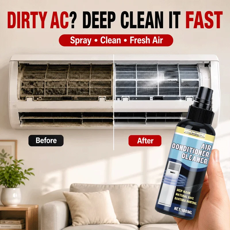 Car Air Conditioner Deep Clean Spray Dual-Mode Nozzle Mildew & Dust Stain Eliminator Fresh Vent Deodorizer Maintenance Solution