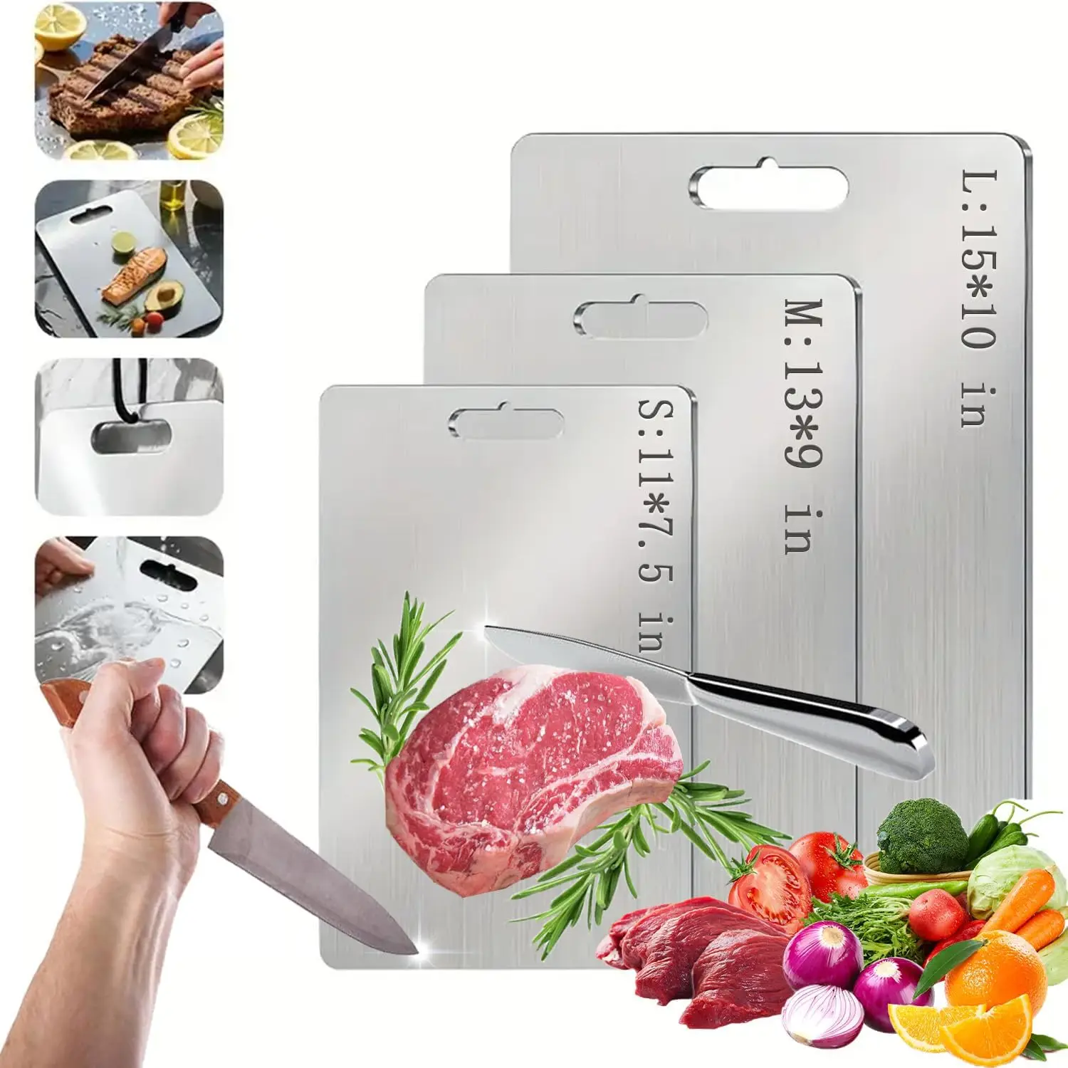 

Titanium Cutting Board Set Of 3, 100% Pure Titanium Chopping Boards For Kitchen, Double Sided Non Toxic Cutting Board, C