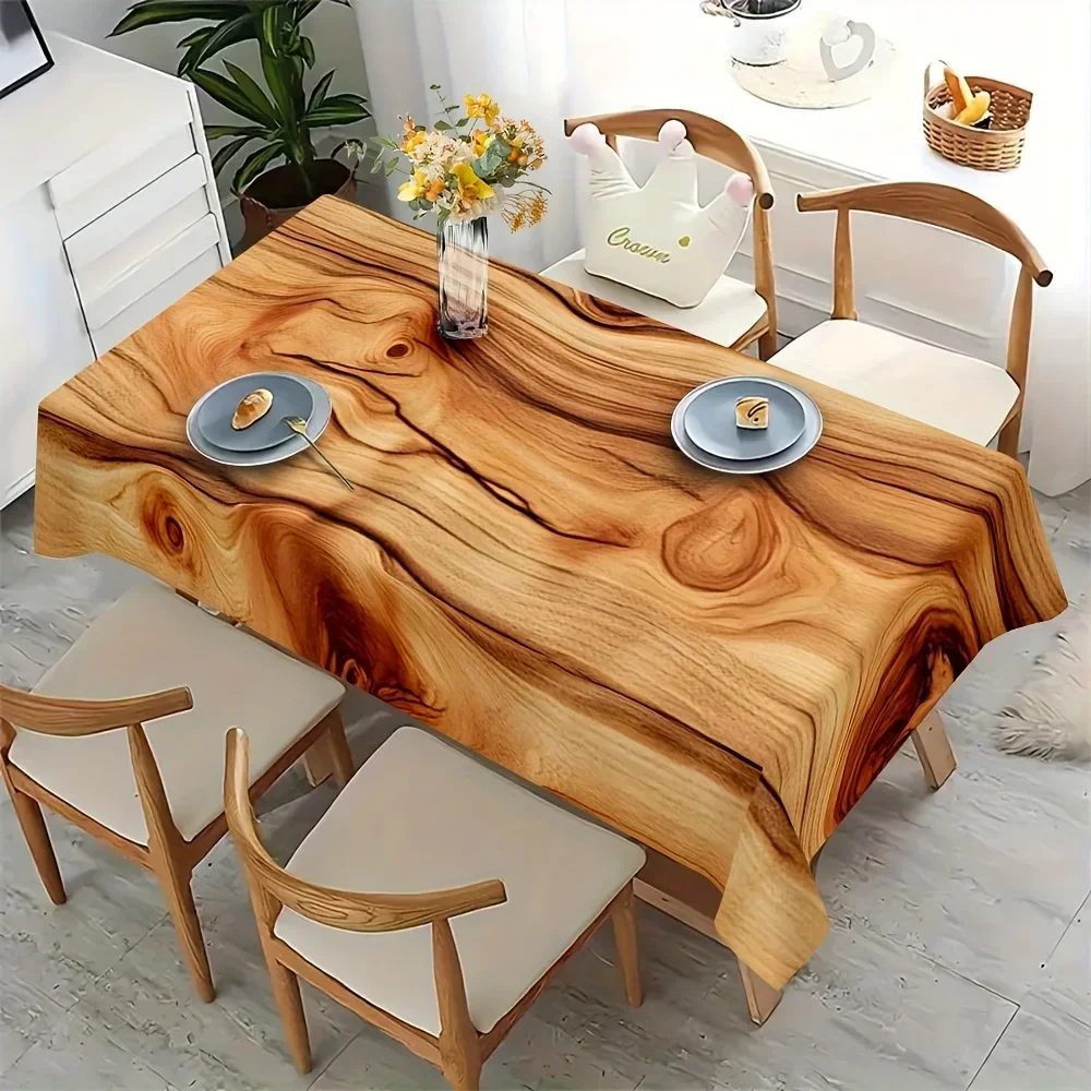 Simulated wood grain texture pattern tablecloth - Suitable for picnics, camping, weddings, parties, festivalszyc