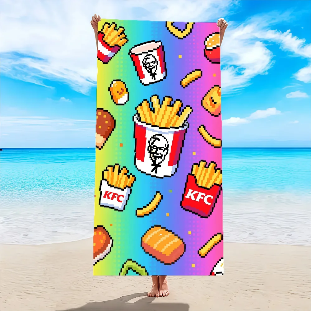 منشفة K-KFC مطبوعة على الموضة منشفة شاطئ من الألياف الدقيقة الماصة، سريعة الجفاف، للسباحة والتخييم واليوجا والشاطئ الخارجي #5