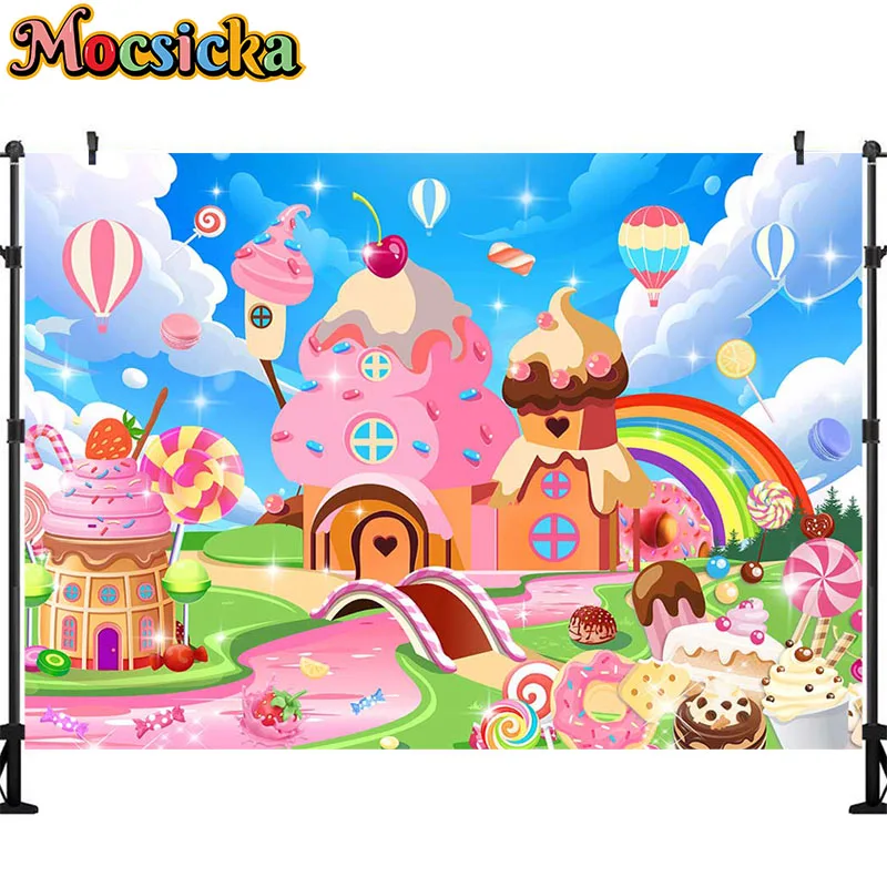 Donut Ice Cream Candy Photography Background Birthday Party Decoration Cake Table Banner Children Portrait Photo Studio Props