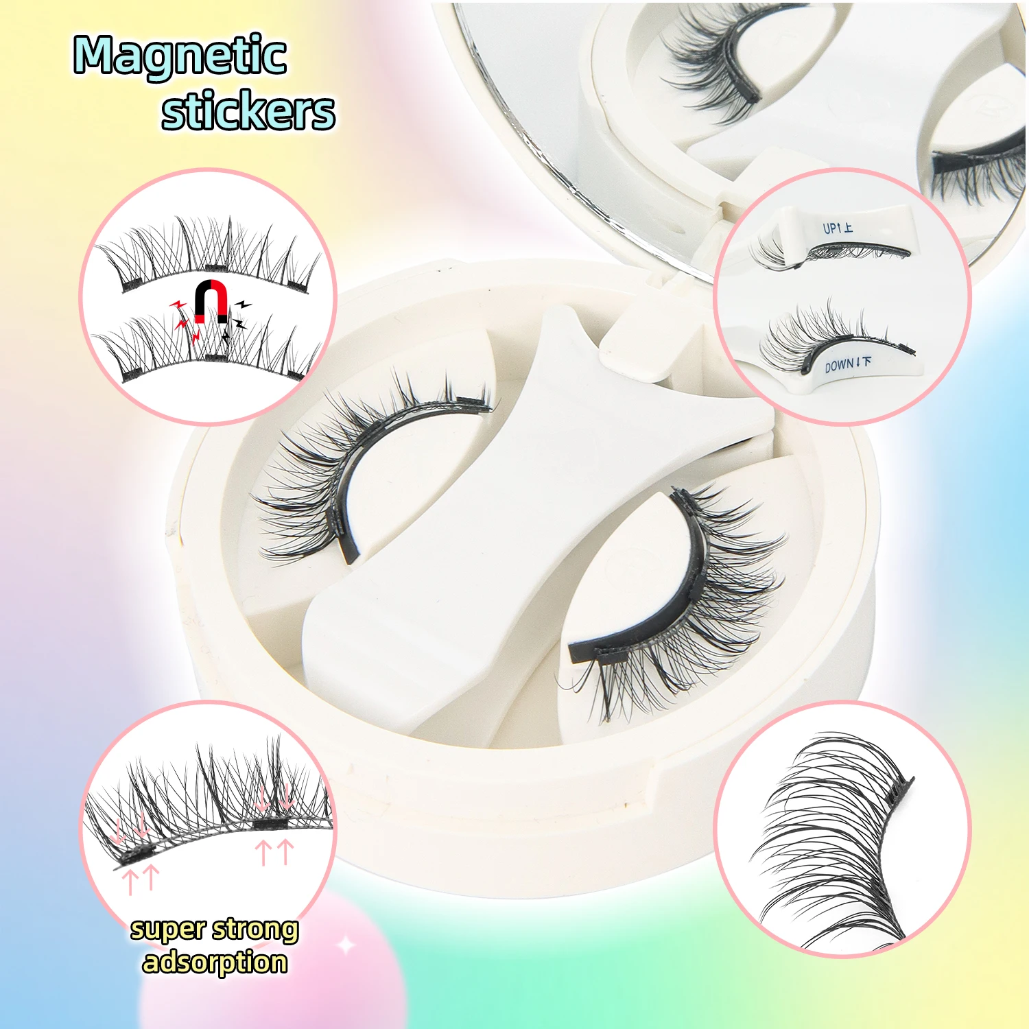 1 par de cílios magnéticos conjunto de cílios de aparência natural 3 estilos reutilizáveis cílios magnéticos e pinças kit extensões de cílios maquiagem