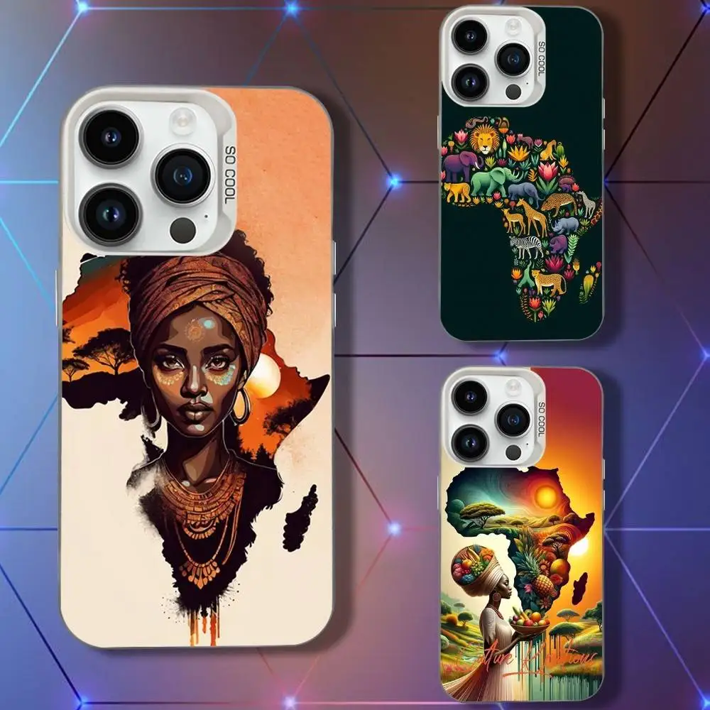 

Africa Map Geogra Phone Case For iPhone 16,15,14,13,12,11,Pro,XS,Max,Plus,Mini,SE White Candy Matte Shockproof Cover