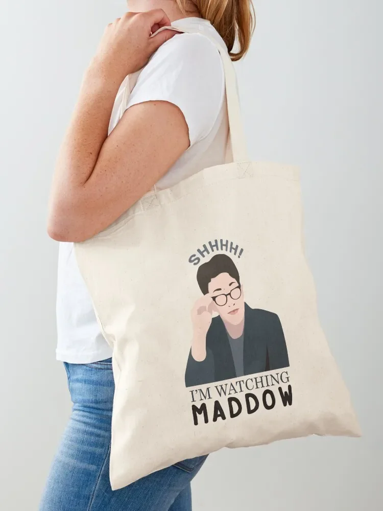 Shh! I'm watching Maddow! Tote Bag shopper bag woman shoping bag shopping cart bags bags luxury women