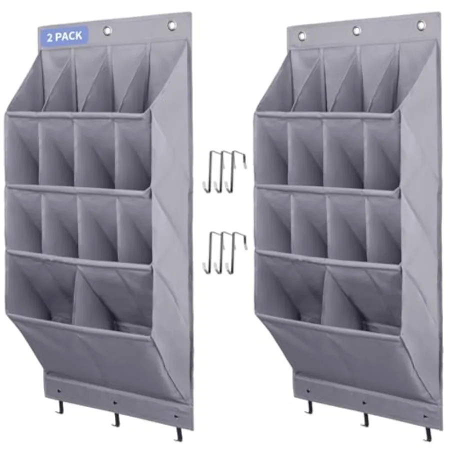 

2 Pack Over the Door Shoe Organizer, Hanging Shoe Organizer Rack, 24 Large Pockets and 4 Larger Storage Various Compartments wi