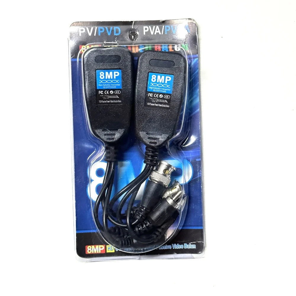 8MP BNC Para RJ45 Vídeo Passivo Balun Vídeo + Poder + Áudio 3 EM 1 Trançado Par BNC Transceiver Para Câmera CCTV