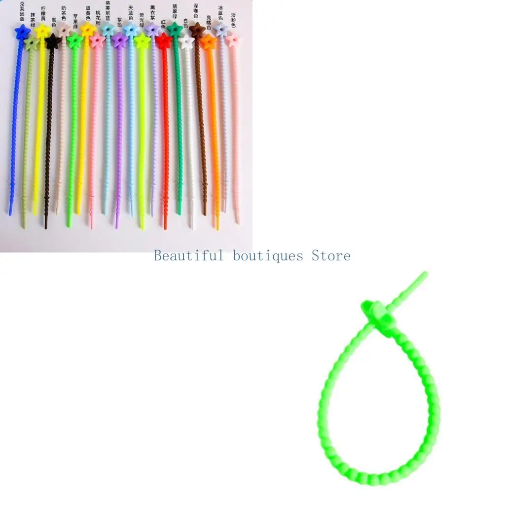 U4LF 20 Colors Stars Silicone Rope Data Line Binding Tape DIY Keychain Accessories