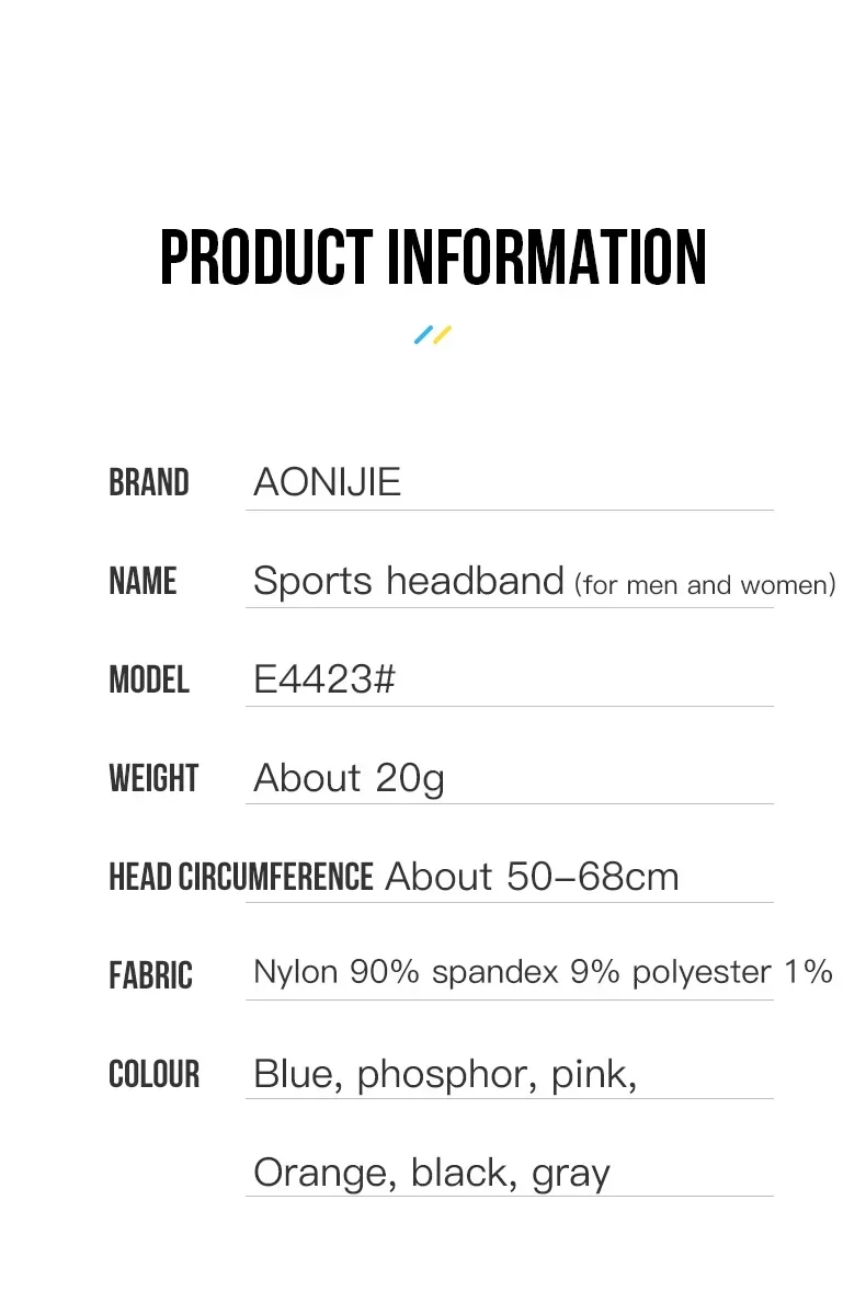 AONIJIE แถบคาดศีรษะออกกำลังกาย E4423กันลื่นสายรัดข้อมือกันเหงื่อนุ่มยืดหยุ่นวิ่งโยคะฟิตเนสวิ่ง