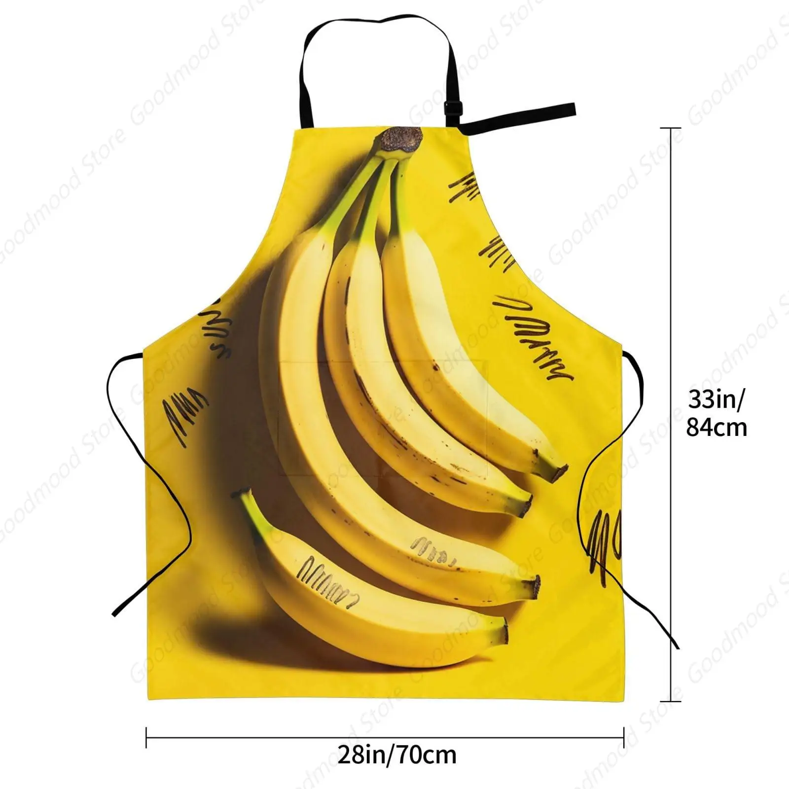 Apron for Women Men Waterpoof Yellow Banana Adjustable Bib Work Aprons for Dishwashing