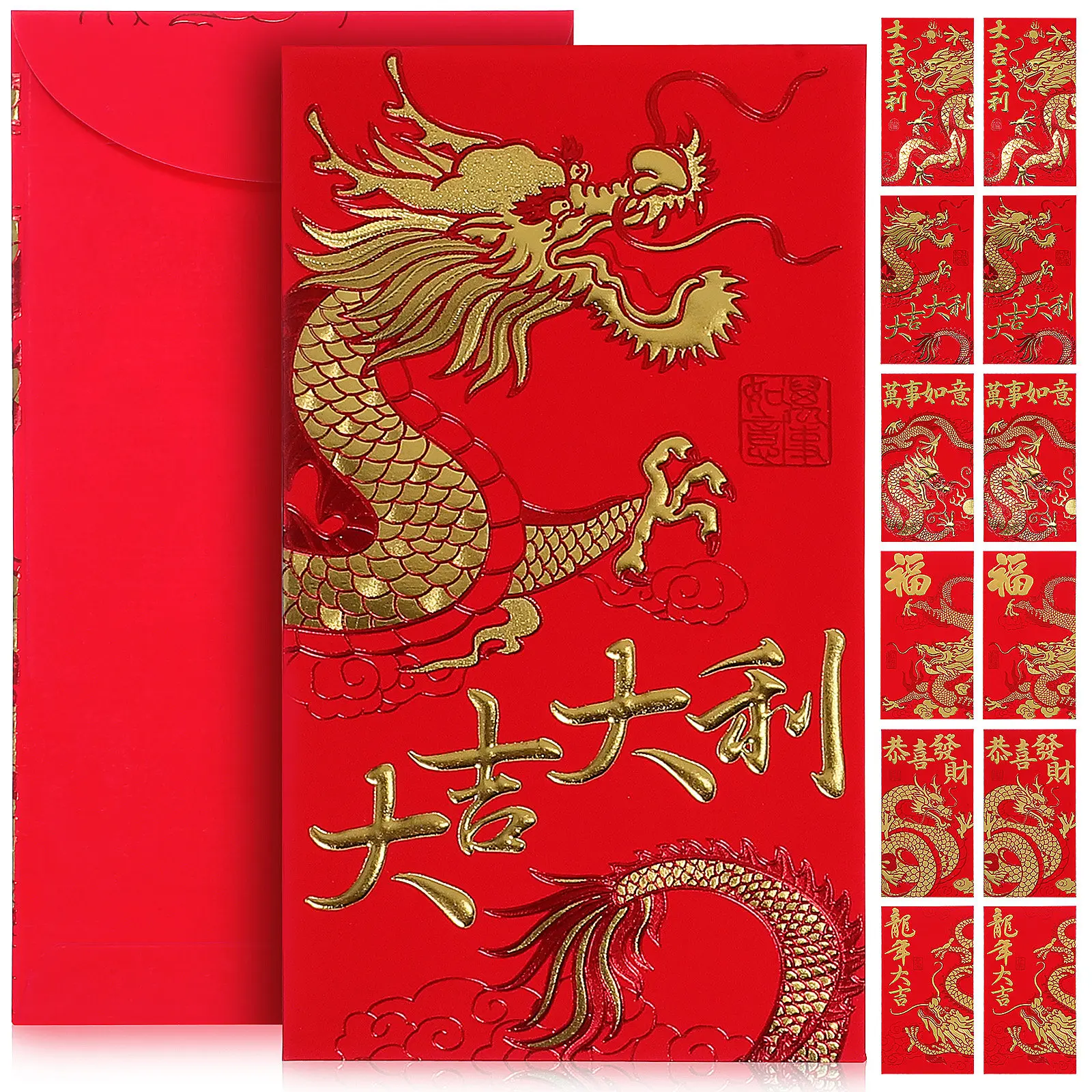 36Pcs Red Envelops For Graduation Ceremony Chinese New Years Envelopes Gold Stamped Dragon Pattern Lucky Cash Packets