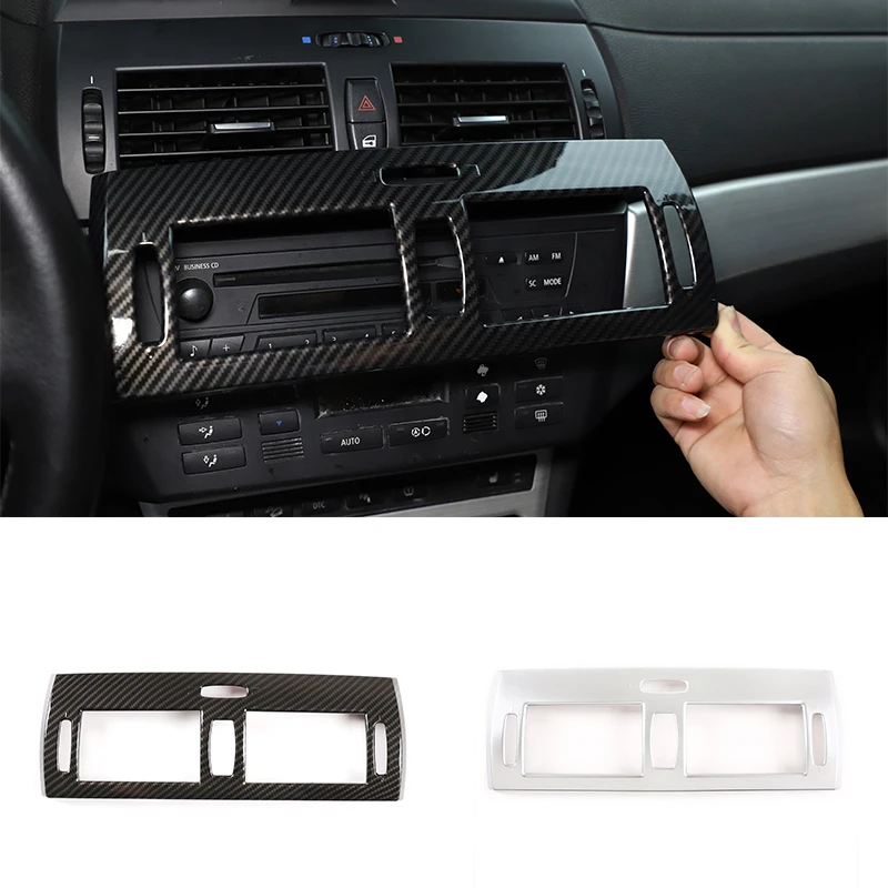 

For BMW X3 E83 2006-2010 ABS Carbon Fiber Style Silver Central Control Air Conditioner Outlet Frame Sticker Interior Accessories