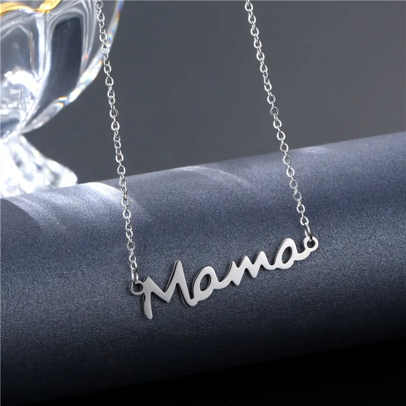 Collar con colgante de letras de acero inoxidable para mujer, regalos de amor para madres, joyería para mamá, accesorios de envío directo, Bisutería