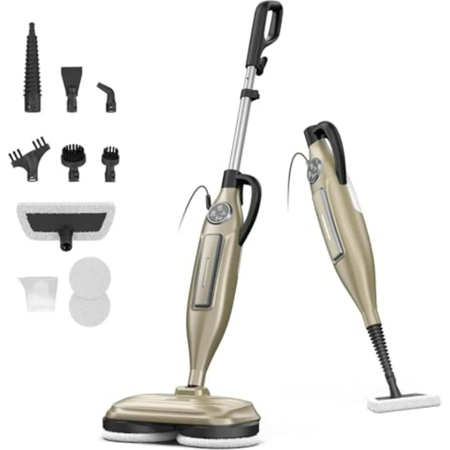 

VM6 Scrubbing Steam Mop for hard floor, laminate, marble stainless steel, white 10-in-1, rotating pads, lightweight, 3 steam mo