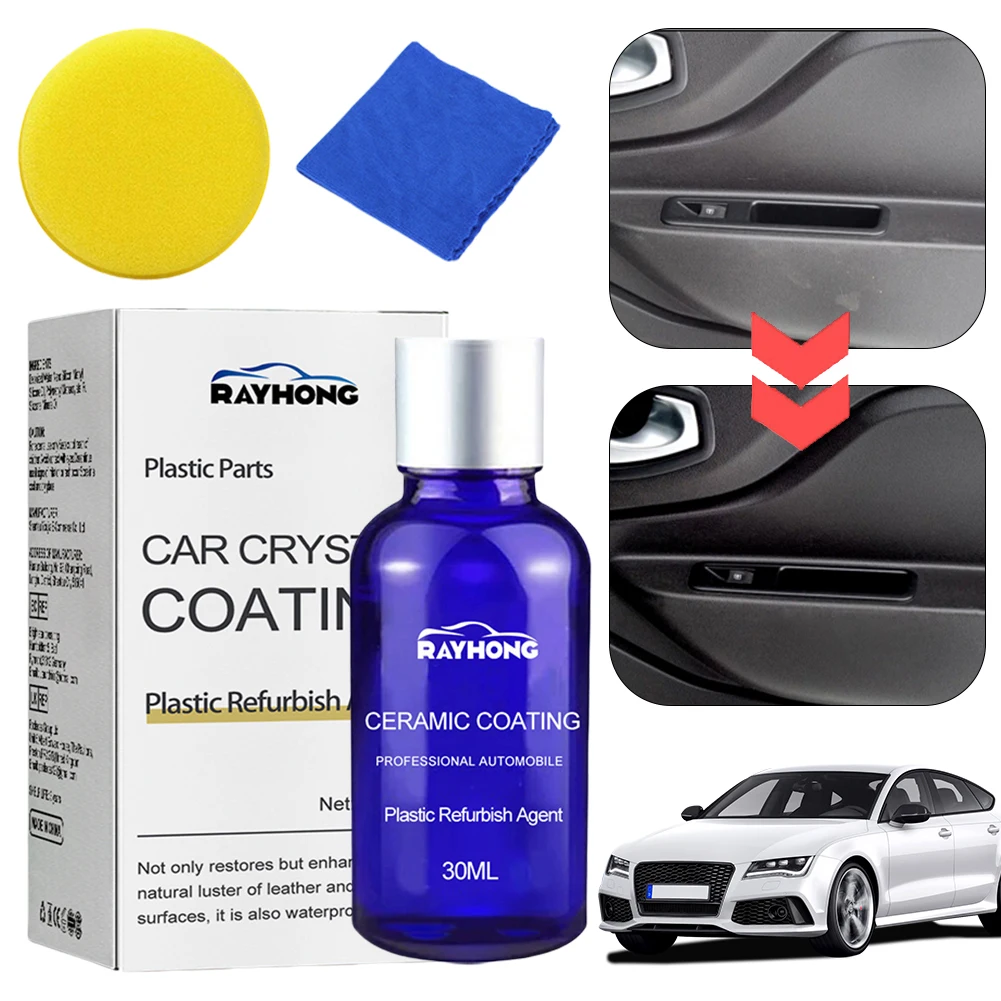 30ml Plastic Refurbish Agent with Sponge Plastic Parts Crystal Coating Plastic Parts Refurbish Restoration Ceramic Coating Agent