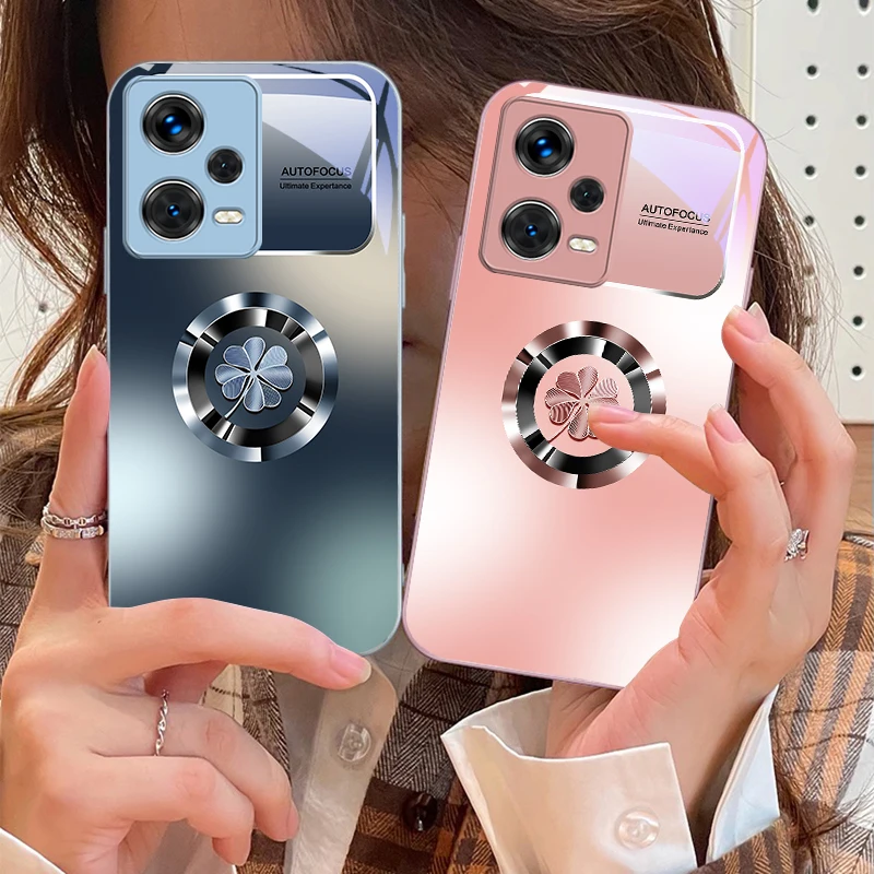 Gradient Flowers For Xiaomi 14 Ultra 13 Lite Redmi Note 13 11 Pro 12 Plus Poco X6 3 Pro F4 6 GT Tempered Glass Phone Case