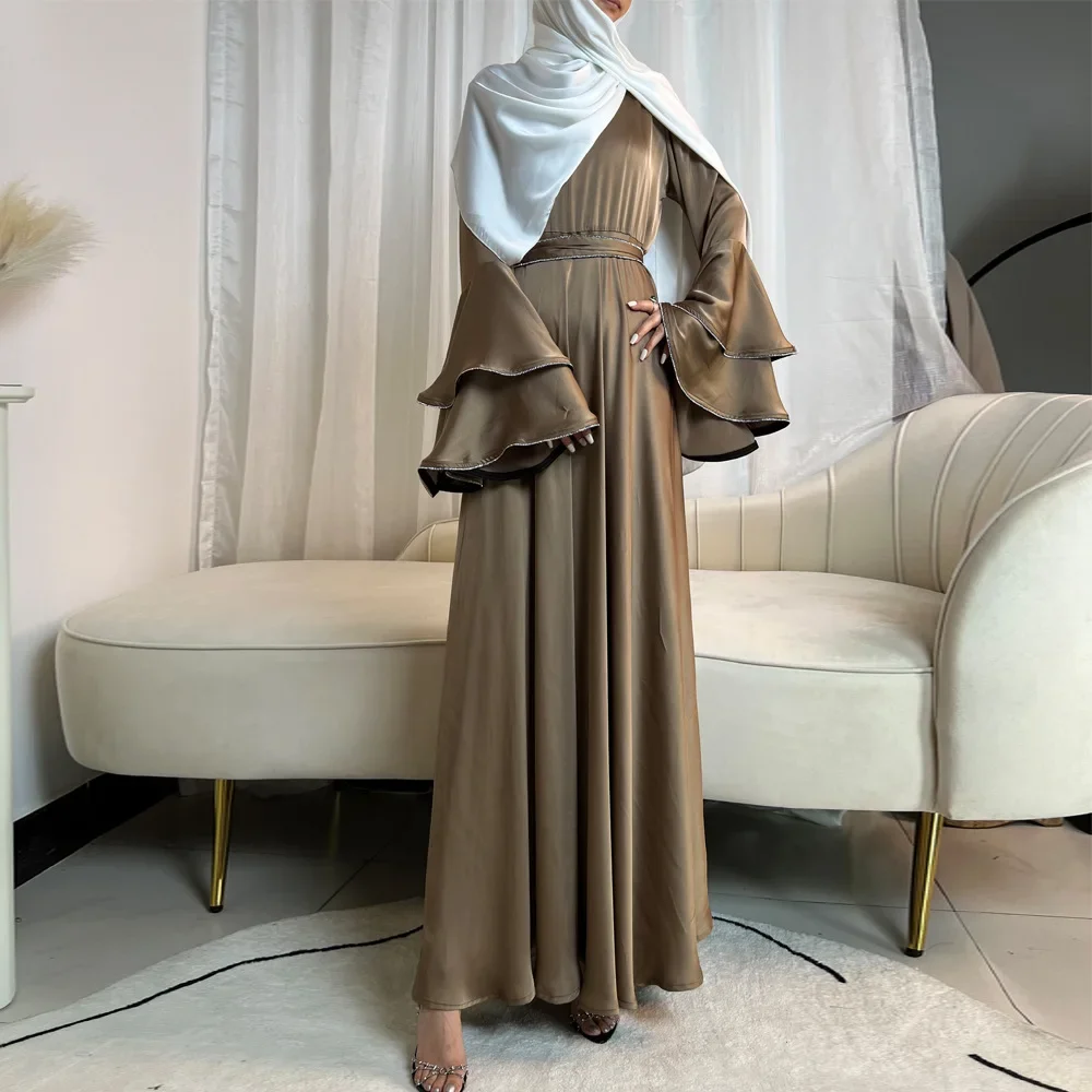 

Luxury Diamonds Dubai Abaya Satin Kaftan Women Muslim Hijab Dress Turkey Caftan Morocco Femme Islam Jalabiya Eid Ramadan Abayas