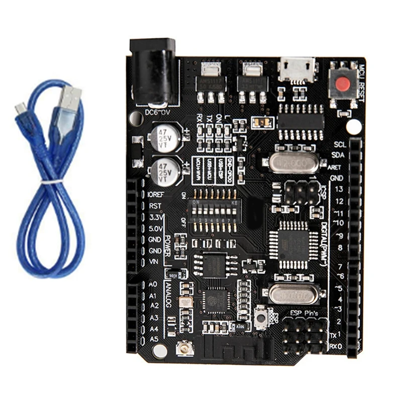 Placa de desenvolvimento wifi r3 atmega328p + zp8266 (32mb de memória) USB-TTL com cabo para placa de desenvolvimento arduino uno