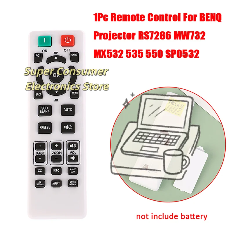 BenQ Projector Remote Control Replacement – OEM for RS7286, MW732, MX532, MX535, MX550, SP0532 Models, IR Remote Accessory