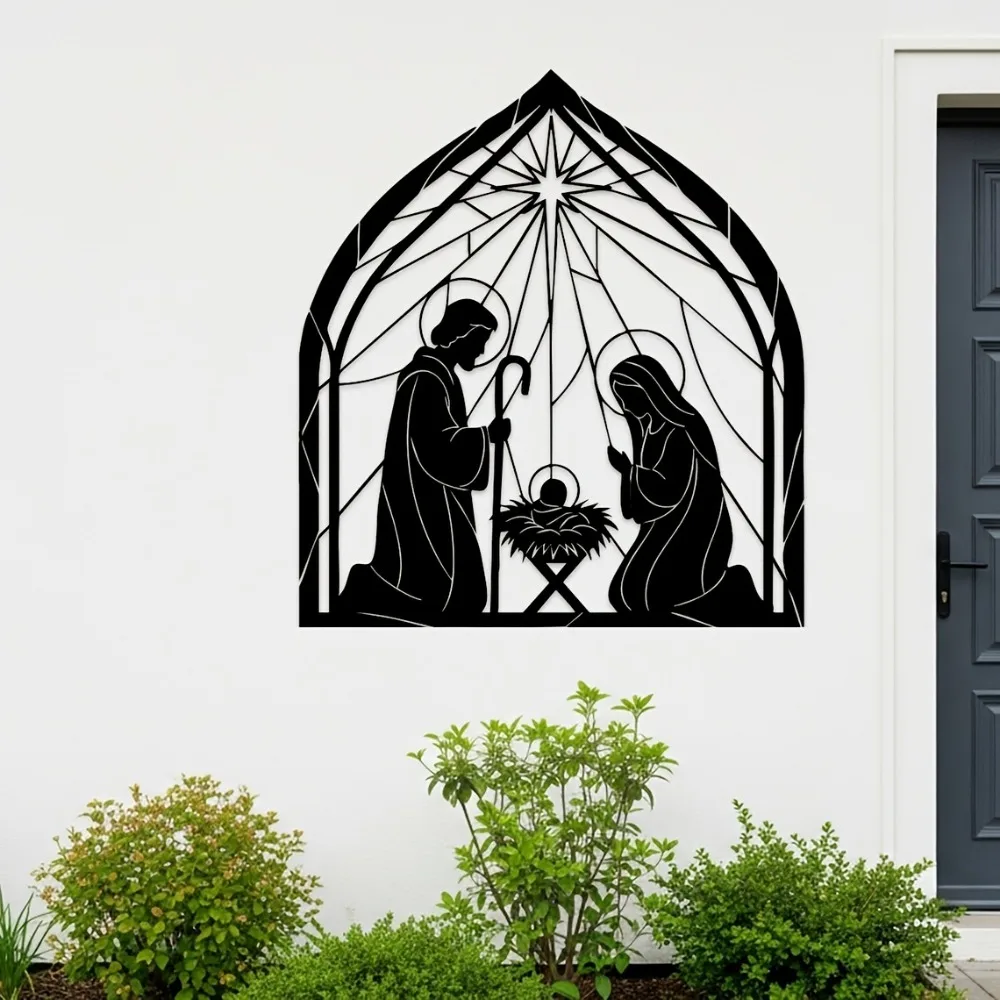 CIFBUY Religious Jesus Nativity Metal Wall Art Minimalist Home Decor For Living Room Sofa Above Entryway Prayer Room Interior