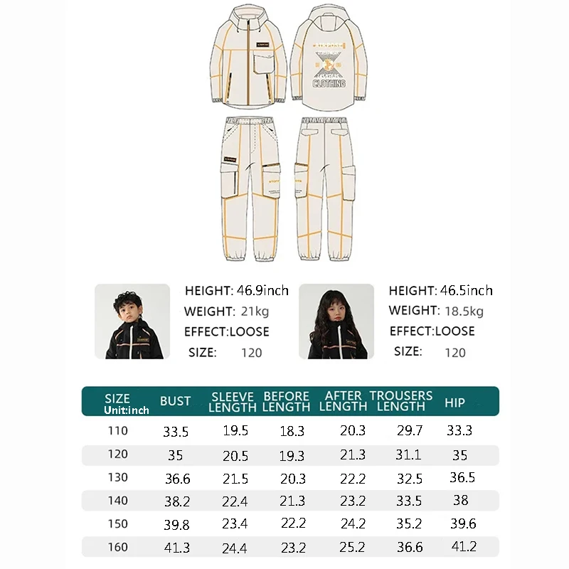 Terno de esqui infantil à prova de vento, jaqueta e calça snowboard, capuz quente, conjunto de esqui impermeável para meninos e meninas, ao ar livre, inverno, novo, 2022