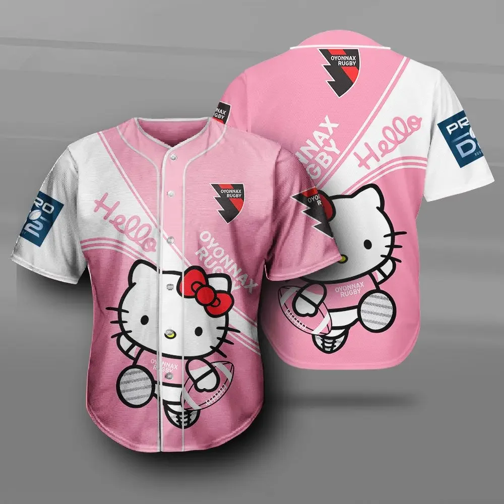 Hello Kitty Pattern Printed Short Sleeves Comfortable Breathable Outfit Sport Clothing Casual Fashion New Style Baseball Jersey