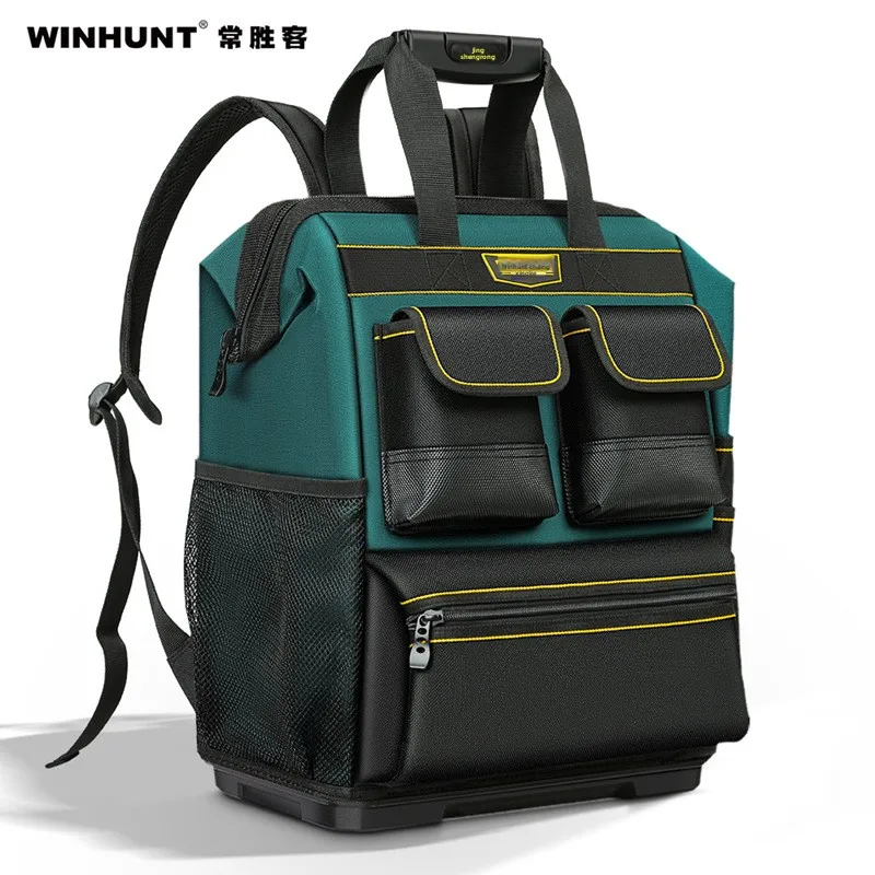 WINHUNT Backpack Tool Bag Electrician Double Shoulder Large Capacity Multifunction Repair Tool Storage Organizer Heavy Duty Tool