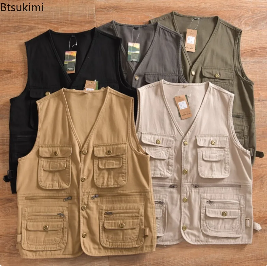 

Men's Multi Pocket Tank Top Spring Autumn Men Tactical Hiking Fishing Photography Director Sleeveless Outdoor Jacket Waistcoat