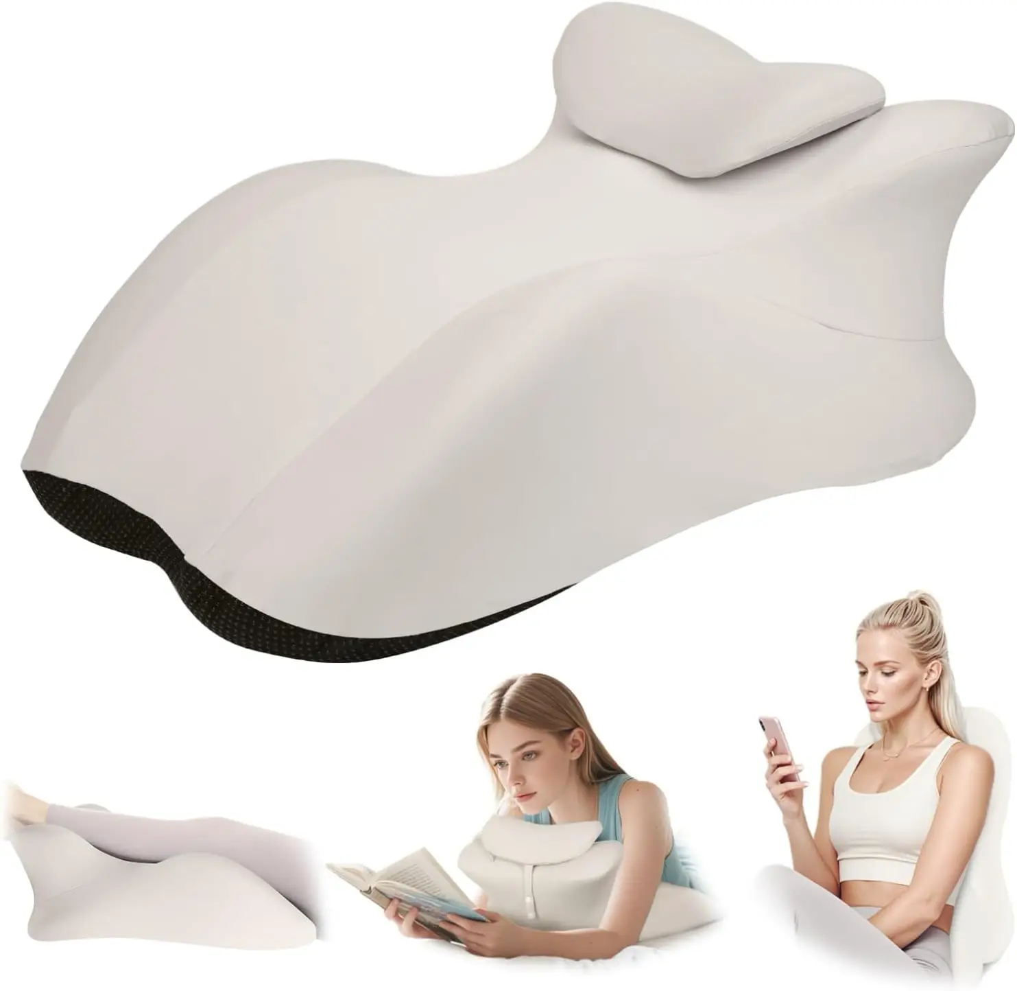 

Memory Foam Ergonomic Wedge Pillow for Back, Neck, Leg Pain Relief and Anti-Snoring with Washable Cover