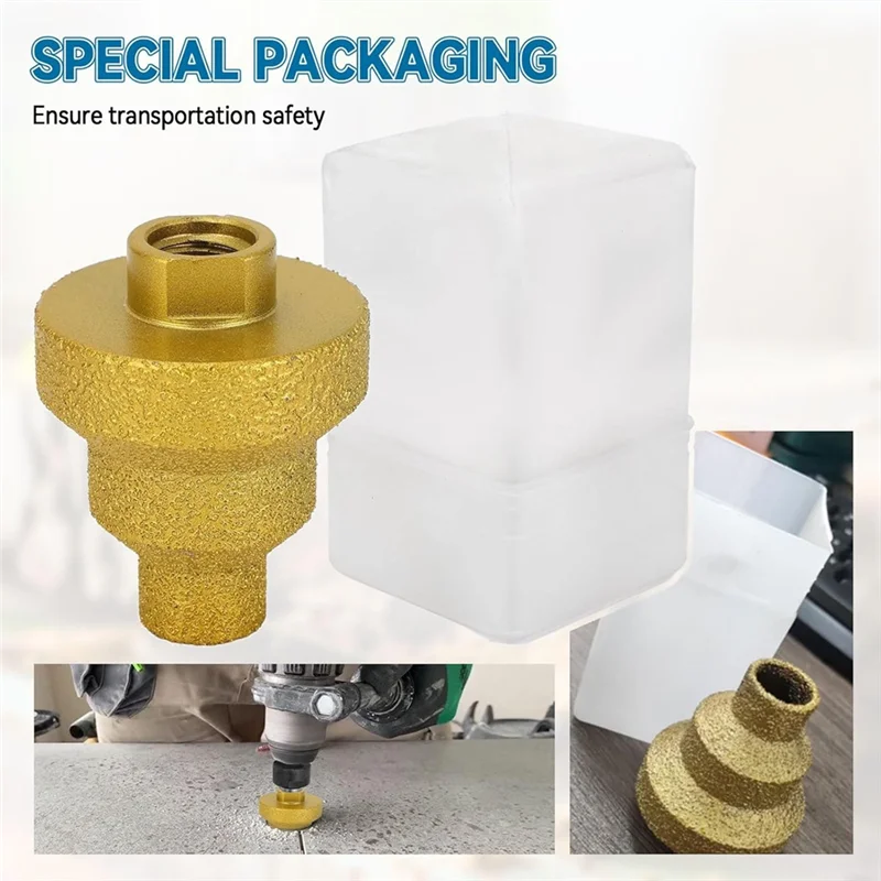 

AB34-2Pcs Diamond Step Drill Bit Set, 20Mm 35Mm 50Mm, Round Hole Cone Grinder Bits For Marble Stone