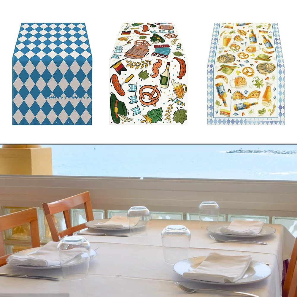 Stain Resistant Tablecloth Oktoberfest Table Runner For Dining Tablecloth Kitchen Dining Bar Linens Textiles Home Textile